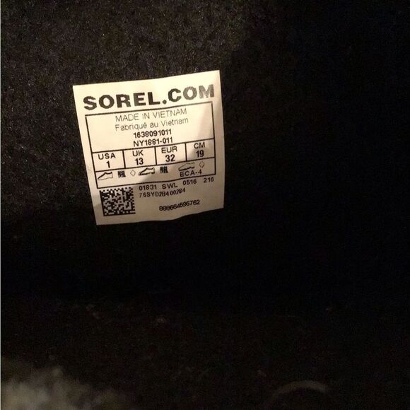 Kids Unisex Sorel Black Insulated Snow Winter Boots - Picture 5 of 5